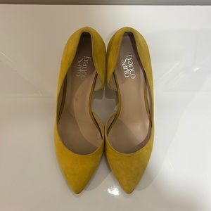Franco Sarto yellow suede wedges